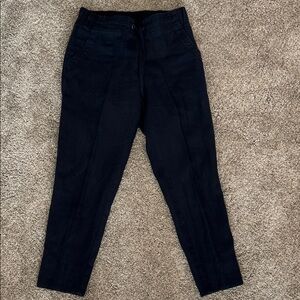 Athleta Navy Blue Linen Ankle Pants